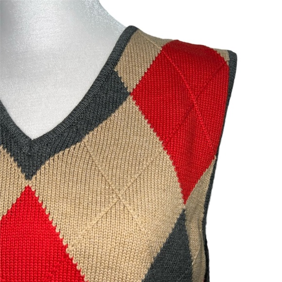 Liz Claiborne LizSport Women’s Sleeveless V-Neck Sweater Size M Argyle - Picture 3 of 6
